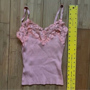 Creamsicle orange salmon lace rib knit sweater tank bebe silk S